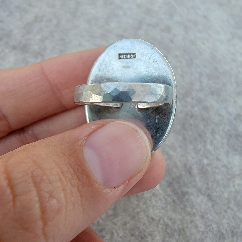 Large Turquoise Black Matrix Sterling Ring - Picture 2 of 3